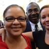 Rudolph Brown/Photographer
Minister Sandrea Falconer, (left) pose with her sister Colleen Falconer and Trevor Francis after Governor General Sir Patrick Allen swearing the Portia Simpson Miller cabinet ministers at Kingston House on Friday, January 6-2012