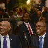 Jermaine Barnaby/Photographer
His Excellency, Governor-General Sir Patrick Allen (left) and  Rev. Dr. Stevenson Samuels chairman of the National Leadership Prayer Breakfast Committee enjoying a moment at the annual National Leadership Prayer Breakfast at the  Jamaica Pegasus Hotel in New Kingston on Thursday, January 21, 2016.