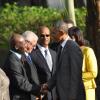 Jermaine Barnaby/Photographer
US President Barrack Obama wreath laying at National Heroes Park on Thursday April 9, 2015.