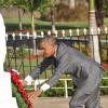 Jermaine Barnaby/Photographer
US President Barrack Obama laying a wreath at National Heroes Park on Thursday April 9, 2015.