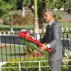 Jermaine Barnaby/Photographer
US President Barrack Obama laying a wreath at National Heroes Park on Thursday April 9, 2015.