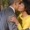 Rudolph Brown/Photographer
Jamaican Prime Minister Portia Simpson-Miller greets President Barack Obama with a kiss at Jamaica House, in Kingston, Jamaica on Thursday, April 9, 2015,