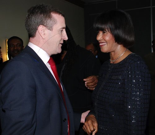 Colin Hamilton/Freelance Photographer
Racers Awards held at The Pegasus Hotel on Friday January 6, 2012.
Prime Minister The Hon Portia Simpson-Miller chats with Digicel's CEO Mark Linehan.