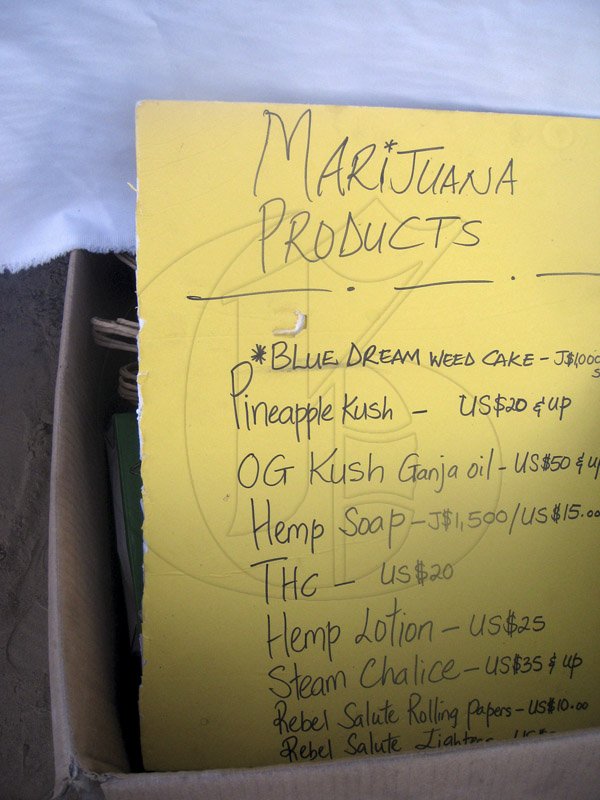 Mel Cooke<\n>A list of marijuana products and prices at Herb Curb.