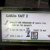 Mel Cooke<\n>Facts about Ganja displayed on a screen.
