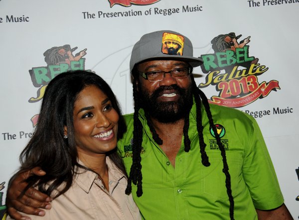 Winston Sill / Freelance Photographer
Launch of Rebel Salute 2013, The 20th Anniversary  edition, held at the Jamaica Pegasus Hotel, New Kingston on Thursday night December 27, 2012. Here are Minister Lisa Hanna (left); and Tony Rebel (right).