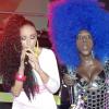 Photo by Adrian Frater
Mya (left) performs briefly with Spice during Reggae Sumfest's dancehall Night on Thursday at the Catherine Hall Entertainment Complex.