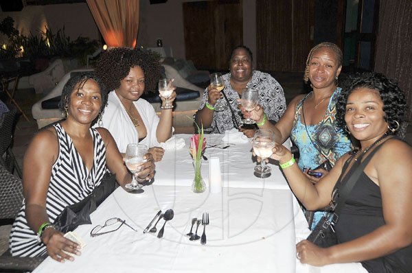 Sheena Gayle/Gleaner Writer
This group out of the United States of America had to indulge their taste buds in the culinary splendor at Marguerites Seafood by the Sea in Montego Bay during Restaurant Week. From left are: Valerie Walls, Pia Jarrett, Felicia Carter, Regina Ferguson and Teena Bunton.