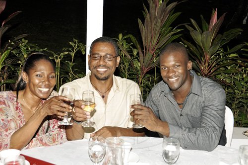 Janet Silvera Photo
 
From left: Caribic Vacations' Memuna Abudu, CARIMAC's Patrick Prendergast and Digicel's Tafari Ewers at the Digicel hosted Restaurant Week dinner at Sugar Mill in Montego Bay Monday night.