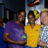 Winston Sill/Freelance Photographer
Ribbiz Ultra Lounge host the Grand Unveiling of World Cup Viewing Party, held at Batbican Centre, East King's House Road on Wednesday night June 11, 2014. Here Mark Gibbs (left) is all smiles after collecting his Ribbiz Footbal Passport from Shavelle Mayler (centre), Abministrative Assistant, Supreme Ventures; and Brian Chung (right). The Passport allows free access to all World Cup Football Viewing events at Ribbiz.
