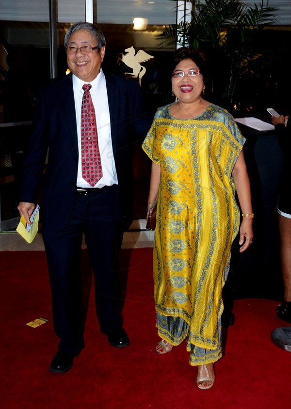 Winston Sill/Freelance Photographer
The RJR National Sportsman and Sportswoman of the Year 2014 Awards Ceremony, held at the Jamaica Pegasus Hotel, New Kingston on Friday night January 16, 2015.  Here are Jean Lowrie-Chin (right). and husband Hubbie? Chin (left).