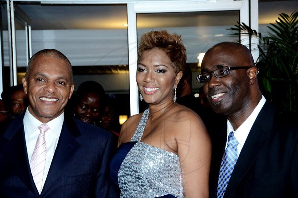 Winston Sill/Freelance Photographer
The RJR National Sportsman and Sportswoman of the Year 2014 Awards Ceremony, held at the Jamaica Pegasus Hotel, New Kingston on Friday night January 16, 2015.  Here are Bancroft S. Gordon (left); Yvette Gordon-Morrell (centre); and Gary Allen (right).