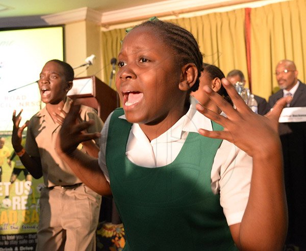 Ian Allen/Staff Photographer
Mona Heights Primary School performing during National Road Safety Council(NRSC) Road Safety Poster Competition 2014 Awards Ceremony at the Knutsford Court Hotel in Kingston.