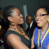 Rudolph Brown/ Photographer
Chorvelle Johnson, (left) Chief Executive Officer of Proven greets Outgoing President  of the Rotary Club of St Andrew Judy Hylton at the Club Installation banquet at the Jamaica Pegasus Hotel in New Kingston on Tuesday, July 9, 2013.