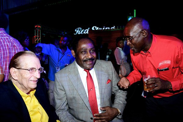 Winston Sill/Freelance Photographer
Launch of Red Stripe Premier League(RSPL) Football, held at Red Stripe Complex, Spanish Town Road on Wednesday night September 3, 2014. Here are The Hon. Edward Seaga (left); Capt. Horace Burrell (centre); and Cedric Blair (right), Managing Director, Red Stripe.