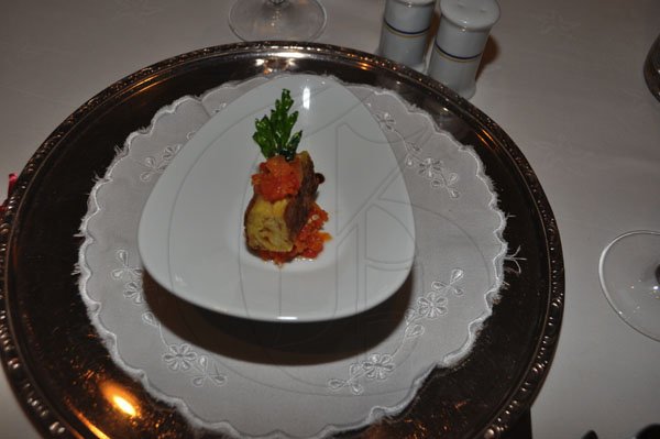 Janet Silvera Photo

Appetizer, Spanish Omelet sandwich with concasses tomato at the Iberostar Grand Hotel, private tasting of the Appleton Estate Jamaica 50 Reserve Rum and dinner last Thursday night in Montego Bay.