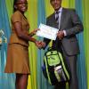 Ricardo Makyn/Staff Photographer
Richard Byles Presdent and Ceo  Sagicor presents Tianna Samuels who will be attending Campion  College  who will be attending Campion  at the Sagicor annual GSAT awards ceremony at the Knutsford Court Hotel on Thursday 23.8.2012