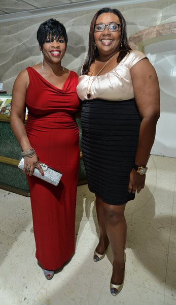 Rudolph Brown/Photographer
Ingrid Card, (right) pose with Marcia Richards at Sagicor Jamaica Group 42 Annual Corporate Awards at the Jamaica Pegasus Hotel on Wednesday, March 20, 2013