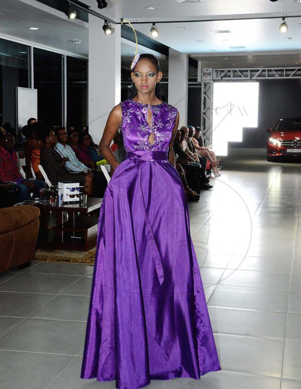 Winston Sill/Freelance Photographer
Saint International Jamaica Limited presents Styleweek Showspace, "Glitz Glam 'N Style", held at Silver Star Motors, South Camp Road on Thursday night May 22, 2014. Regal purple given a shimmery yet elegant touch was courtesy of Tasha Gordon of TNT Fashion