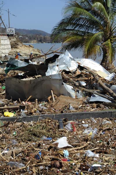 Ricardo Makyn/Staff Photographer
 Colonel Cove property  during the recent passage of Hurricane Sandy in Morant Bay
