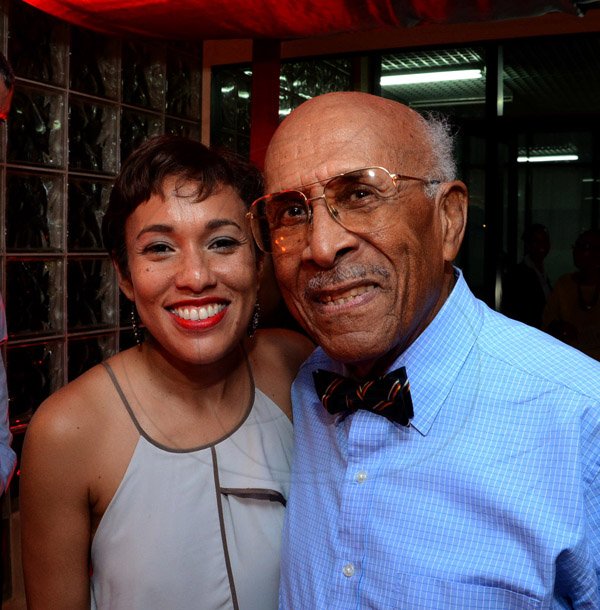 Winston Sill/Freelance Photographer
Scotiabank's President and CEO Jacqueline Sharp host Scotiabank 125th Anniversary Cocktails and Concert, held at Courtleigh Auditorium, St. Lucia Avenue, New Kingston on Thursday night September 4, 2014. Here are Jacqueline Sharp (left); and Dr. John Hall (right).