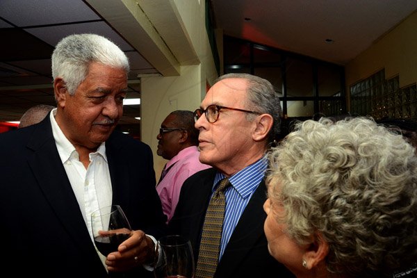 Winston Sill/Freelance Photographer
Scotiabank's President and CEO Jacqueline Sharp host Scotiabank 125th Anniversary Cocktails and Concert, held at Courtleigh Auditorium, St. Lucia Avenue, New Kingston on Thursday night September 4, 2014. Here are Douglas Graham (left); George Cumming (centre); and Melonie Graham (right).