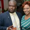 Rudolph Brown/Photographer
Fitzaudy Wright, Branch Manager pose with Colleen Hoilett at the Ocho Rios branch Scotia Insurance 15th Anniversary cocktail forum on Tuesday, September 24, 2013