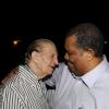 Winston Sill/Freelance Photographer
The Most Hon. Edward Seaga share Birthday Party with son Christopher Seaga and Minister Dr. Omar Davies, held at Russell Heights on Tuesday night May 28, 2013.  Here are Seaga (left); and Minister Roger Clarke (right).