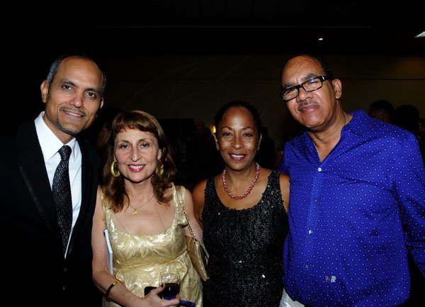 Winston Sill / Freelance Photographer
Hon. Edward Seaga lauch Reggae Golden Jubilee CD's, held at Jamaica Pegasus Hotel, New Kingston on Friday night October 19, 2012. Here are Aaron Talbert (left), Head of Sales VP Records; Patricia Meschino (second left); Yoland Rattray-Wright?? (second right); and Robert Livingston (right).