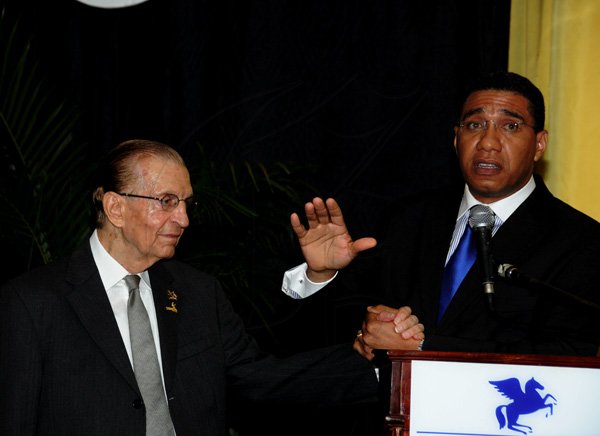 Winston Sill / Freelance Photographer
Leader of the Jamaica Labour Party (JLP) Andrew Holness host Reception in honour of The Most Hon. Edward Seaga, held at the Jamaica Pegasus Hotel, New Kingston on Tuesday night October 9, 2012.