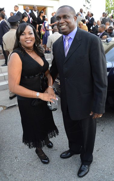 Rudolph Brown/Photographer
Richard Parchment and his wife Lavern at the funeral service for the late Pauline Bunting, Minister Peter Bunting mother at Sts. Peter and Paul Catholic Church on Monday, April 22, 2013