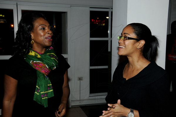 Winston Sill / Freelance Photographer
Spanish Court Hotel host Sheryl Lee-Ralph to dinner,held at the St. Lucia AvenueComplex, New Kingston on Wednesday night September 26, 2012. Here are Sheryl Lee-Ralph (left); and Lee-Ann Godfrey (right), manager of the Hotel.