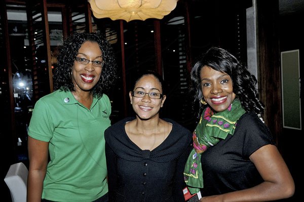Winston Sill / Freelance Photographer
Spanish Court Hotel host Sheryl Lee-Ralph to dinner,held at the St. Lucia AvenueComplex, New Kingston on Wednesday night September 26, 2012. Here are Suzette Shaw-Reid (left); Lee-Ann Godfrey (centre), manager of the Hotel; and Sheryl Lee-Ralph (right).