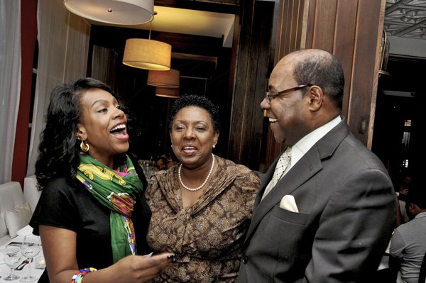 Winston Sill / Freelance Photographer
Spanish Court Hotel host Sheryl Lee-Ralph to dinner,held at the St. Lucia AvenueComplex, New Kingston on Wednesday night September 26, 2012. Here are Sheryl Lee-Ralph (left); Olivia Grange (centre); and Ed Bartlett (right).
