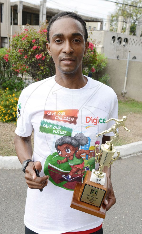 Rudolph Brown/Photographer
Winner of the men race Sagicor Sigma Corporate Run at Emancipation Park in New Kingston on  Sunday, February 16, 2014