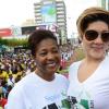 Rudolph Brown/Photographer
Lady Allen, (left) pose with Tessanne Chin and Agent Sasco at the Sagicor Sigma Corporate Run at Emancipation Park in New Kingston on  Sunday, February 16, 2014