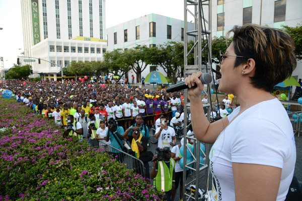 Rudolph Brown/Photographer
Tessanne Chin sing at the Sagicor Sigma Corporate Run at Emancipation Park in New Kingston on  Sunday, February 16, 2014