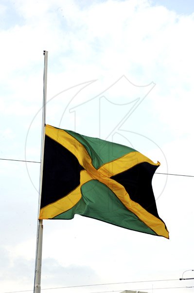 Norman Grindley/Chief Photographer
Jamaica flag fly half-mast at the Simon Bolivar Statue in Kingston yesterday.
