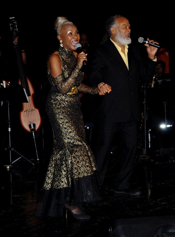 Winston Sill / Freelance Photographer
Simply Myrna 2013 with Myrna Hague in Concert, held at  The Courtleight Auditorium, St. Lucia Avenue on Saturday night March 9, 2013. Here are Myrna Hague and Ernie Smith.