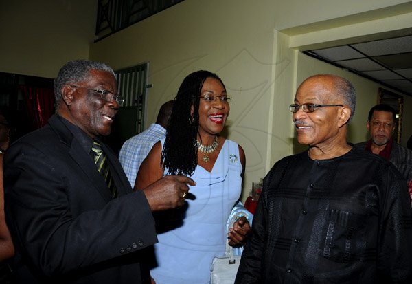 Winston Sill / Freelance Photographer
Simply Myrna 2013 with Myrna Hague in Concert, held at  The Courtleigh Auditorium, St. Lucia Avenue on Saturday night March 9, 2013. Here are Radcliffe?? Walters (left), Custos of St. Ann; Norma Walters (centre); and Sir Kenneth Hall (right).