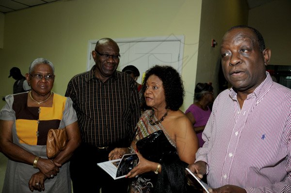 Winston Sill / Freelance Photographer
Simply Myrna 2013 with Myrna Hague in Concert, held at  The Courtleigh Auditorium, St. Lucia Avenue on Saturday night March 9, 2013. Here are Mrs. Derrick Smith (left); Elon Beckford (second left); Marilyn Beckford (second right); and Derrick Smith (right).