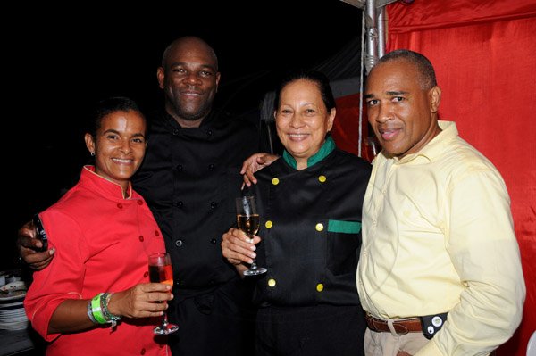 Winston Sill/Freelance Photographer
The Heart Foundation of Jamaica (HFJ) annual Simply Red Wine and Food Fundraising event, held on The Lawns of Jamaica House, Hope Road on Friday night September 27, 2013. Here are the Straight from Yaad crew, from left are Anna-Kay Tomlinson; Gariel Ferguson; Lorraine Fong; and Chris Reckord.