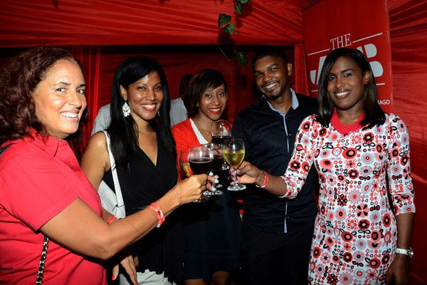 Winston Sill/Freelance Photographer
Heart Foundation of Jamaica presents "Simply Red Wine and Food Festival", held at Jamaica House, Hope Road on Friday night September 26, 2014. Here are Donna Duncan-Scott (left); Nicola Madden-Greig (second left); Jhannel Townsend (centre); Jason Clarke (second right); and Kacia? Johnson (right).