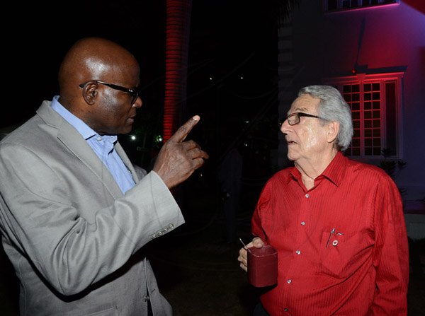 Winston Sill/Freelance Photographer
The Heart Foundation of Jamaica prersents the Media Launch of Simply Red, Wine and Food Festival, held at Millsborough Close on Tuesday night August 19, 2014. Here are Brian George (left); and Peter Bangerter (right).