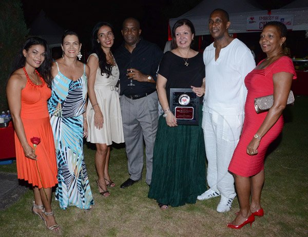 Winston Sill/Freelance Photographer
The Heart Foundation of Jamaica prersents the Media Launch of Simply Red, Wine and Food Festival, held at Millsborough Close on Tuesday night August 19, 2014. Here, from left are Laura Butler; Cindy Breakspeare-Bent; Maria Toledo De Schmillen; Greg Christie; Martha Bonilia; Steven Woodham; and Jan Christie.