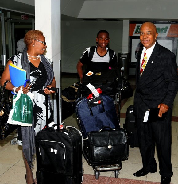 Winston Sill / Freelance Photographer
Spelling Bee Champ Gifton Wright and party return to the island, at Norman Manley International Airport on Saturday night June 2, 2012.