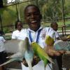 Ian Allen /  Photographer
Davian Strewart the second place winner in the just concluded Gleaner Spelling Bee competition could not hide his delight while feeding the Budgerigar while  visiting the Hope Zoo along with the other finalists as part of their prize.