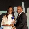 Winston Sill / Freelance Photographer
Shelly Ann Fraser-Pryce (Left) receives her Sportswoman of the Year trophy from Milton Samuda at Friday's RJR National Sportsman and Sportswoman Award Ceremony, held at the Jamaica Pegasus Hotel.