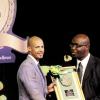 Winston Sill / Freelance Photographer
Olympic 400m hurdles gold medalist Felix Sanchez (left), a special guest at Friday night's RJR National Sportsman and Sportswoman Award Ceremony at the Jamaica Pegasus, receives a plaque from RJR's Group Managing Director Gary Allen.l

RJR National Sportsman and Sportswoman Award Ceremony, held at the Jamaica Pegasus Hotel, New Kingston on Friday night January 11, 2013.