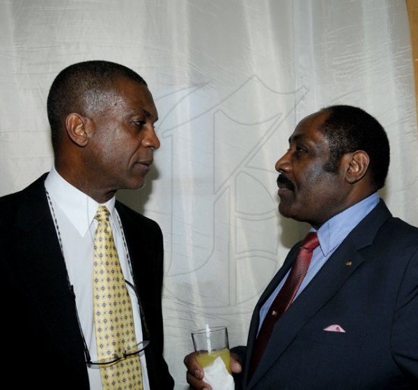 Winston Sill / Freelance Photographer
RJR National Sportsman and Sportswoman Awards Ceremony, held at the Jamaica Pegasus Hotel, New Kingston on Friday night January 11, 2013. Here are Michael Holding (left); and Capt. Horace Burrell (right).